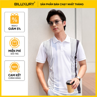 [T7_ĐỒNG GIÁ 329K] Áo Polo Nam Kẻ Phối 9APCH550TRK Biluxury Form Slimfit Tôn Dáng Phong Cách Trẻ Trung