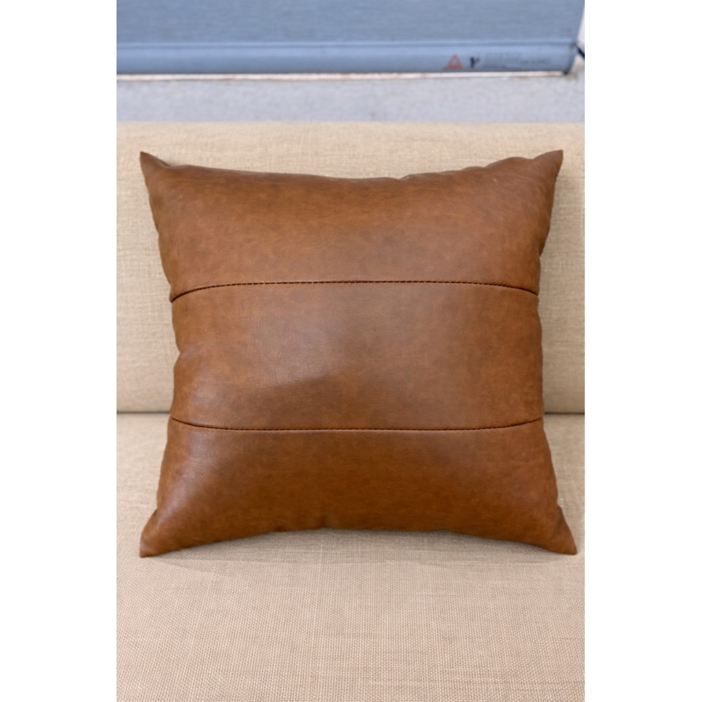 { Gối Kèm Ruột } Gối decor, gối ôm, gối tựa Da Cleo chất lượng bền bỉ. Gối kẻ ngang.