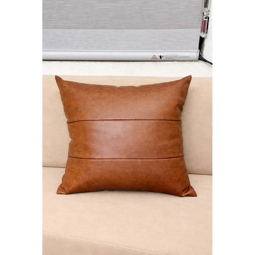 { Gối Kèm Ruột } Gối decor, gối ôm, gối tựa Da Cleo chất lượng bền bỉ. Gối kẻ ngang.