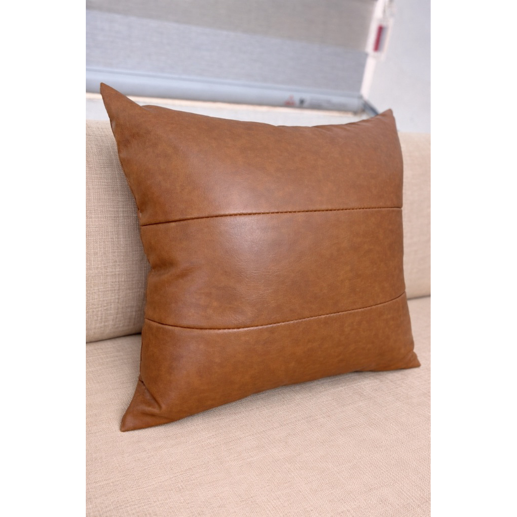 { Gối Kèm Ruột } Gối decor, gối ôm, gối tựa Da Cleo chất lượng bền bỉ. Gối kẻ ngang.