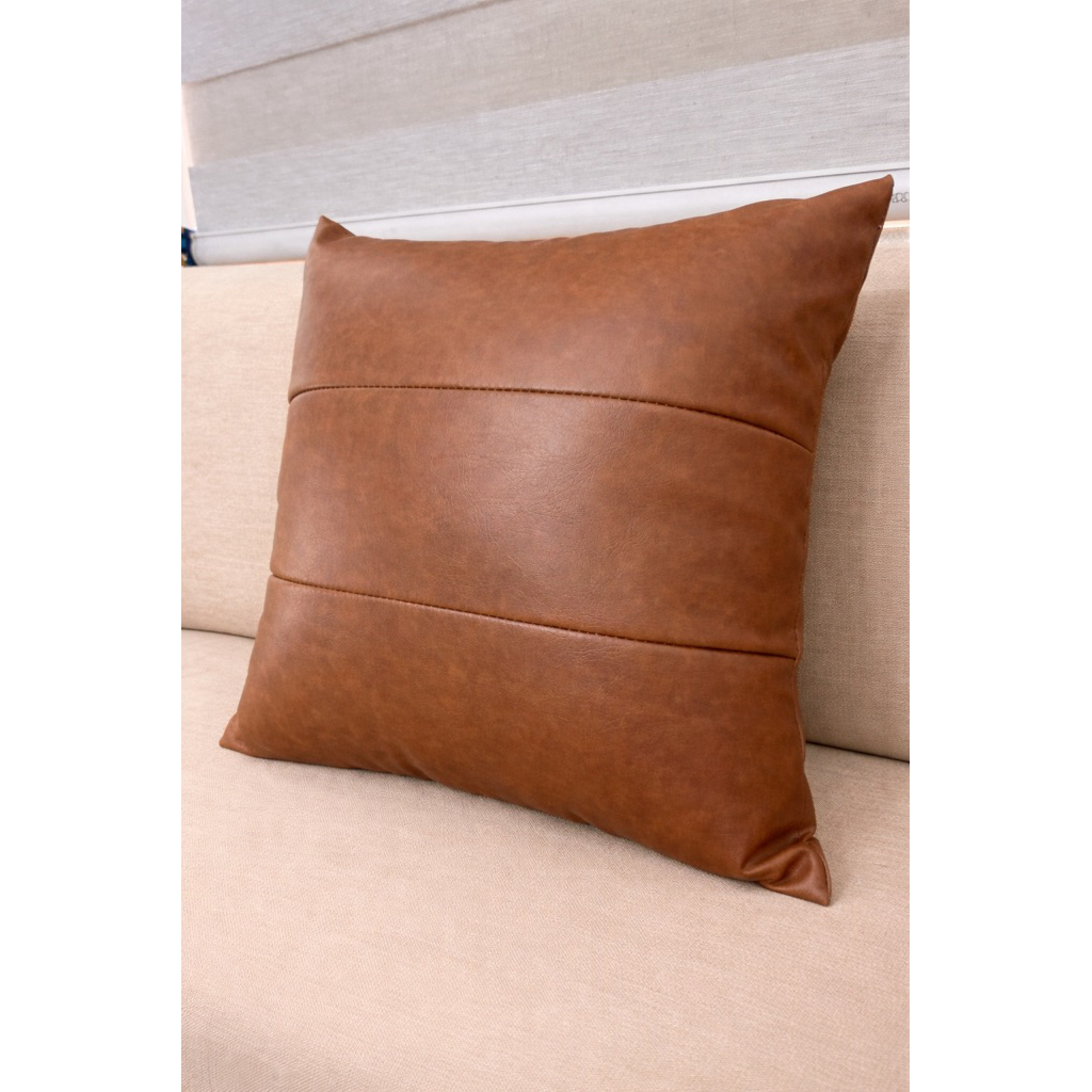 { Gối Kèm Ruột } Gối decor, gối ôm, gối tựa Da Cleo chất lượng bền bỉ. Gối kẻ ngang.