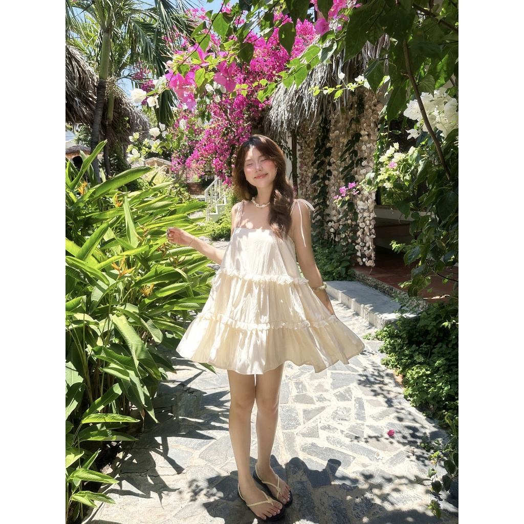 Đầm Nữ REPSYN DRESS Form Babydoll Xòe 3 Tầng Cột Dây Công Chúa SECODEE
