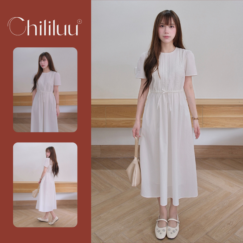 Đầm maxi Chililuu váy maxi dáng dài cổ tròn phong cách tiểu thư sang chảnh.
