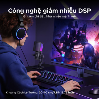 UGREEN để chơi game 24bit / 96kHz Chất lượng phòng thu DSP Giảm tiếng ồn Hiệu ứng ánh sáng RGB để phát trực tuyến
