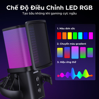 UGREEN để chơi game 24bit / 96kHz Chất lượng phòng thu DSP Giảm tiếng ồn Hiệu ứng ánh sáng RGB để phát trực tuyến