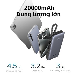 Sạc dự phòng UGREEN 30W Power Bank 20000mAh Cáp loại C kép Nhiều bảo vệ Pin sạc nhanh Powerbank