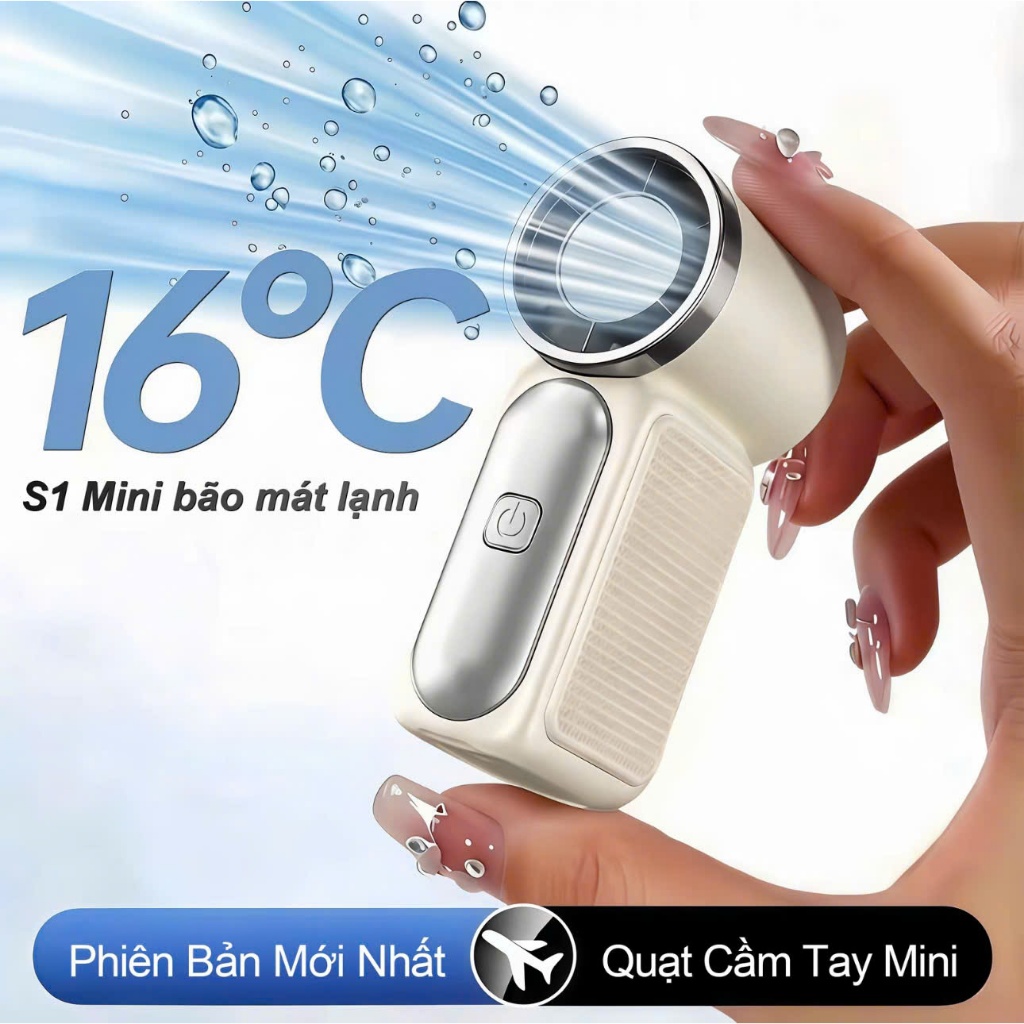 Quạt cầm tay S1 Mini tốc độ cao, 100 mức gió, pin 1800mAh làm mát nhanh, quạt tích điện S1 Mini Thiết Kế Đẹp Tiện Dụng