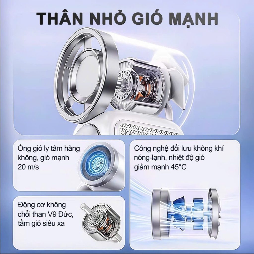 Quạt cầm tay S1 Mini tốc độ cao, 100 mức gió, pin 1800mAh làm mát nhanh, quạt tích điện S1 Mini Thiết Kế Đẹp Tiện Dụng