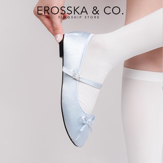 [EROSSKA] - Giày balletcore quai ngang mũi nhăn, phối nơ kiểu dáng basic cao 1cm màu kem - EL118
