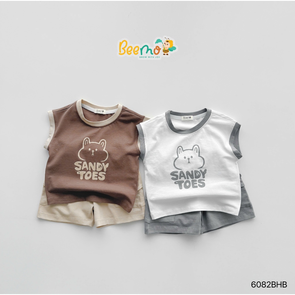 Bộ ba lỗ cotton in hoạ tiết mềm mát cho bé, bộ thun ba lỗ cotton mềm mát cho bé