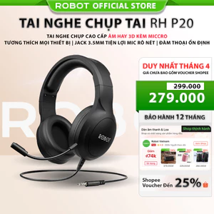 Tai Nghe Chụp Tai ROBOT RH-P20 Âm Thanh 3D Hỗ Trợ Kết Nối Cổng AUX - BẢO HÀNH 12 THÁNG 1 ĐỔI 1