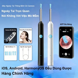 Que Lấy Ráy Tai Thông Minh Có Đèn LED & Camera 8MP, Kết Nối WiFi, Xem Hình Ảnh Rõ Nét Trên App, Đầu Mềm An Toàn