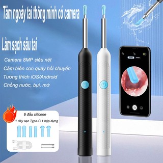 Que Lấy Ráy Tai Thông Minh Có Đèn LED & Camera 8MP, Kết Nối WiFi, Xem Hình Ảnh Rõ Nét Trên App, Đầu Mềm An Toàn