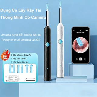 Que Lấy Ráy Tai Thông Minh Có Đèn LED & Camera 8MP, Kết Nối WiFi, Xem Hình Ảnh Rõ Nét Trên App, Đầu Mềm An Toàn