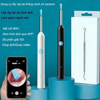 Que Lấy Ráy Tai Thông Minh Có Đèn LED & Camera 8MP, Kết Nối WiFi, Xem Hình Ảnh Rõ Nét Trên App, Đầu Mềm An Toàn