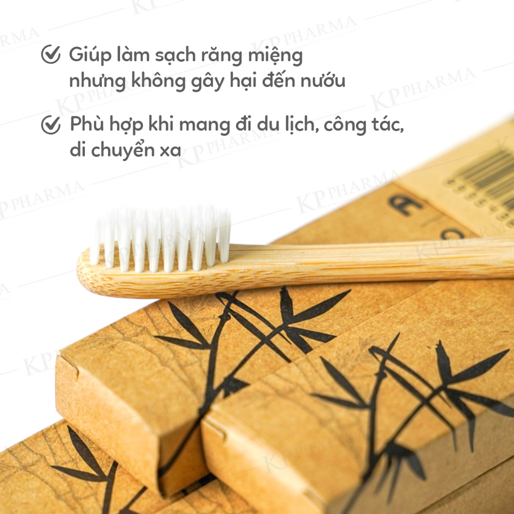 Bàn chải tre AimThai – Lông mềm êm nướu – Thân tre tự nhiên – Giảm rác thải nhựa