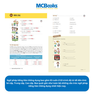 Sách -Trọn Bộ 3 Cuốn Ngữ Pháp Tiếng Hàn Thông Dụng:Sơ Cấp - Trung Cấp - Cao Cấp  Kèm File Nghe