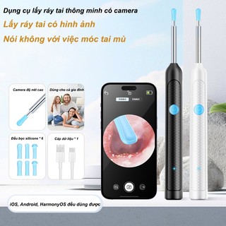 Dụng Cụ Lấy Ráy Tai Nhìn Thấy Được, Camera HD 8MP, Kết Nối App Điện Thoại, Đầu Silicon Co Giãn, Dùng Cho Cả Gia Đình