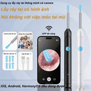 Dụng Cụ Lấy Ráy Tai Nhìn Thấy Được, Camera HD 8MP, Kết Nối App Điện Thoại, Đầu Silicon Co Giãn, Dùng Cho Cả Gia Đình