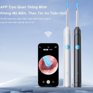 Dụng Cụ Lấy Ráy Tai Nhìn Thấy Được, Camera HD 8MP, Kết Nối App Điện Thoại, Đầu Silicon Co Giãn, Dùng Cho Cả Gia Đình