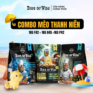 COMBO MÈO THANH NIÊN Bite of Wild mới không chứa ngũ cốc, thúc đẩy tiêu hóa cho mèo mọi lứa tuổi