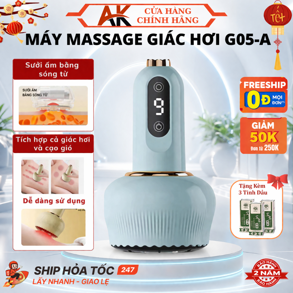 Máy Massage Giác Hơi Cạo Gió Cầm Tay G05-A An Toàn, Tiện Lợi, Bảo Hành 2 Năm