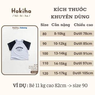 Áo cộc tay raplang phối màu hình dễ thương cho bé trai, bé gái Hokiha vải modal mềm mát size 8-17kg AL29