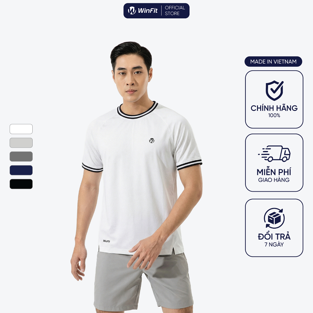 Áo Thun Nam WINFIT Cổ Tròn FlexForm Chất Liệu Microfiber Mềm Mịn, Không Thô Ráp, QuickDry Nhanh Khô  WAT001