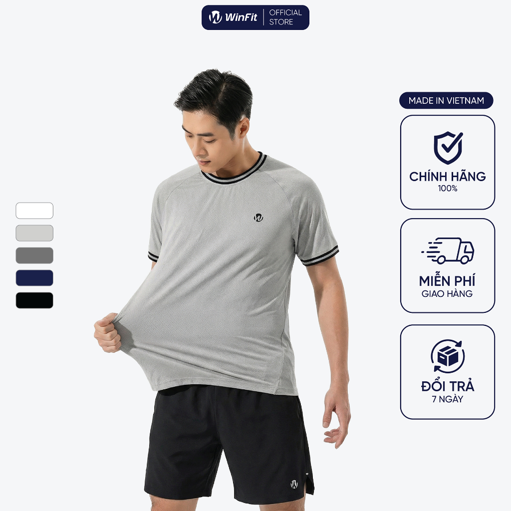Áo Thun Nam WINFIT Cổ Tròn FlexForm Chất Liệu Microfiber Mềm Mịn, Không Thô Ráp, QuickDry Nhanh Khô  WAT001