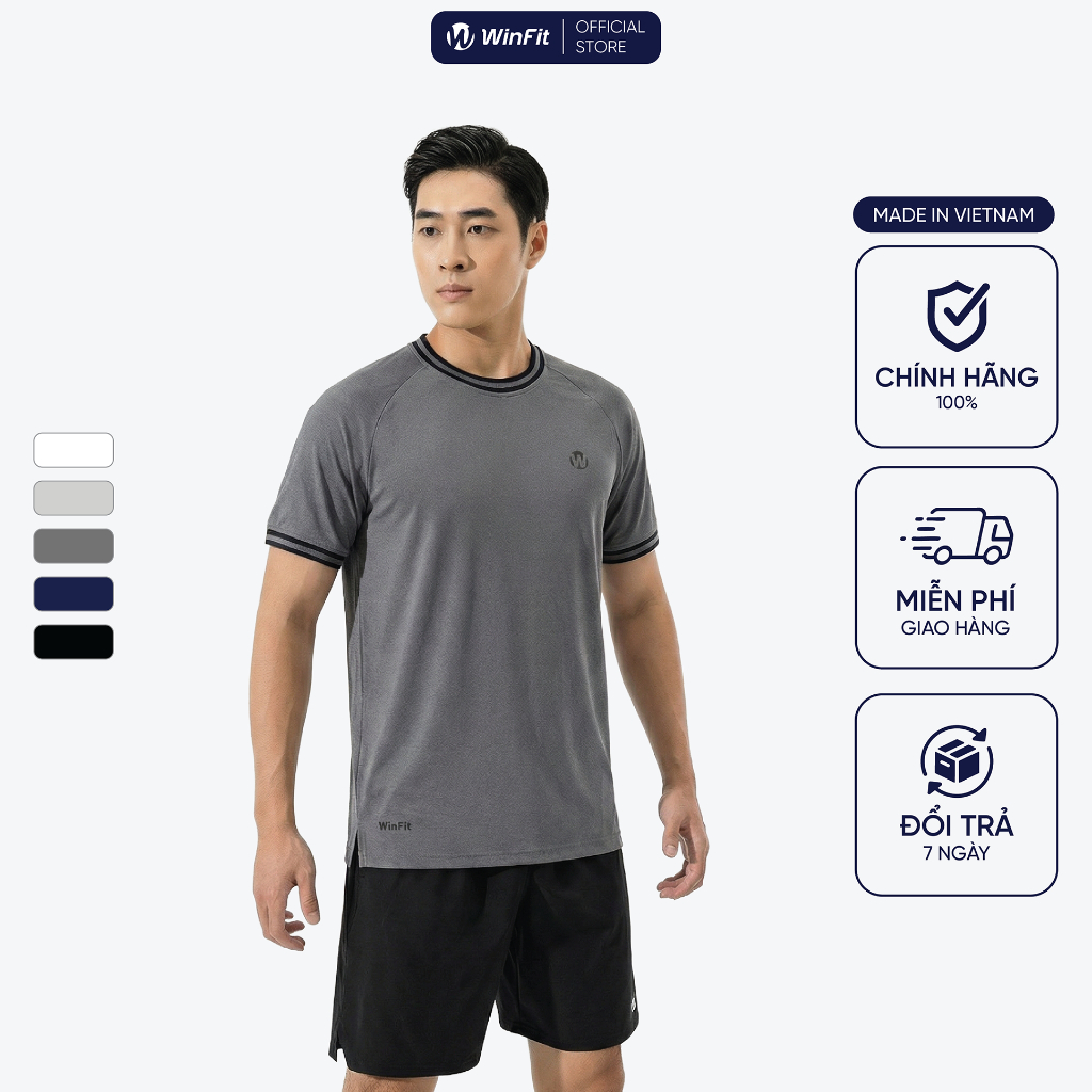 Áo Thun Nam WINFIT Cổ Tròn FlexForm Chất Liệu Microfiber Mềm Mịn, Không Thô Ráp, QuickDry Nhanh Khô  WAT001