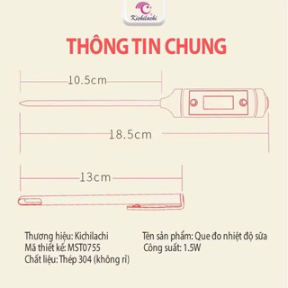 Que đo nhiệt độ sữa, nước Kichi chính hãng