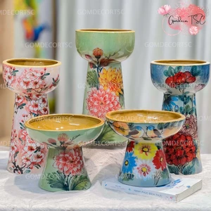 Bình Hoa Gốm Sứ Bát Tràng Dáng Ly Thủy Tiên Cao Cấp Lọ Cắm Hoa Trồng Cây Decor Đẹp Gomdecortsc