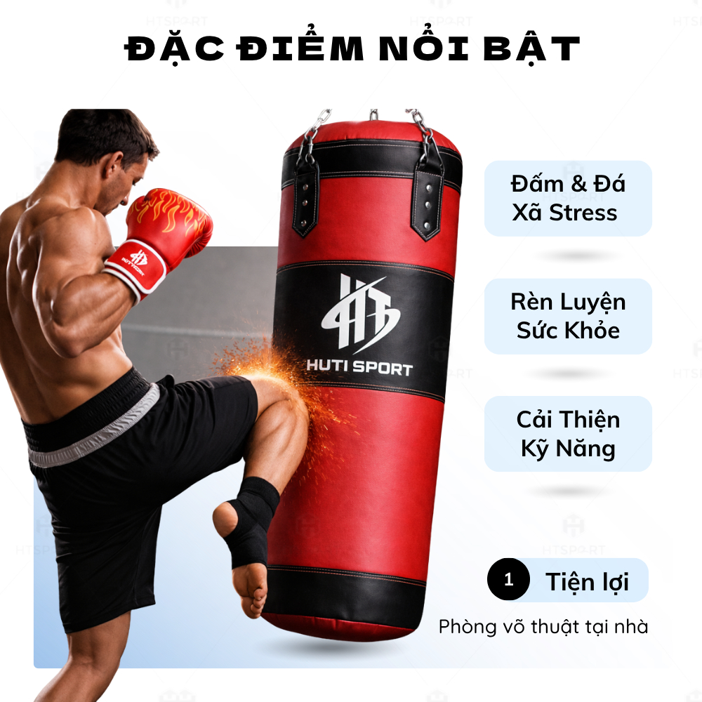 Vỏ Bao Cát Boxing Treo Tường + Phụ Kiện Đi Kèm, Bao Đấm Boxing Muay Thái, Võ Thuật Tại Nhà Tiện Lợi