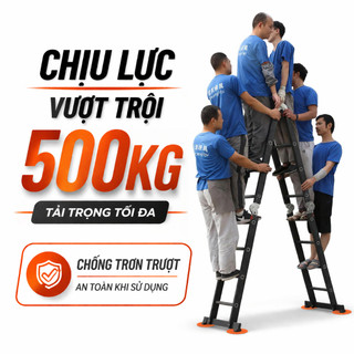 REAIM Thang gấp gọn 4 đoạn nhập khẩu 3,5 - 5,7 mét đa năng, khóa chốt tự động, Thang Nhôm Xếp Gấp Gọn Gia Đình Chữ M