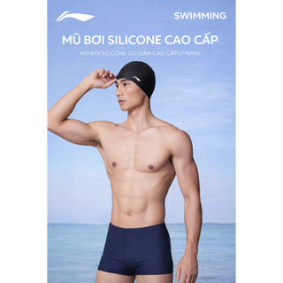 Mũ bơi LI-NING silicone chống nước co giãn tốt ôm đầu không đau tai nhiều màu nam nữ