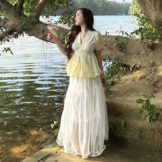 (HAVANA) Chân váy HAREM voan tơ cạp chun có lớp lót trong CV464