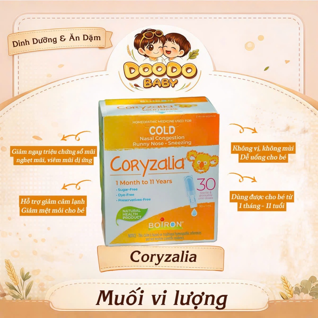 Muối Vi Lượng Đồng Căn Coryzalia Cho Bé (30 ống/hộp)
