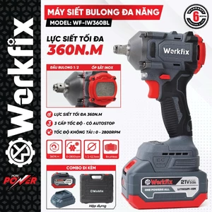 Siết bulong WORKFIX WF-IW360BL đầu 2 trong 1 bắn vít, bulong - Lực siết 360Nm - Bảo hành chính hãng