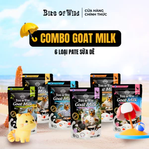 Combo Mix 6 Gói Pate Cao Cấp Bite of Wild 70G, Công Thức Sữa Dê Đạm Tự Nhiên Cho Mèo Từ 2 Tháng Tuổi
