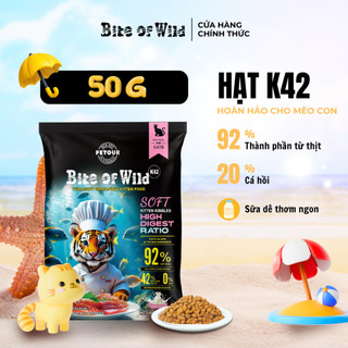 Hạt Cho Mèo Bite Of Wild K42 Mới, Gói 50g Không Chứa Ngũ Cốc, Viên Mềm Dễ Tiêu Hoá Dành Cho Mèo Con