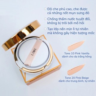 Phấn Nước LIME Kiềm Dầu 24H Real Cover Pink Cushion Lime Căng Bóng Cấp Ẩm Hàn Quốc 20g - Skinora Beauty