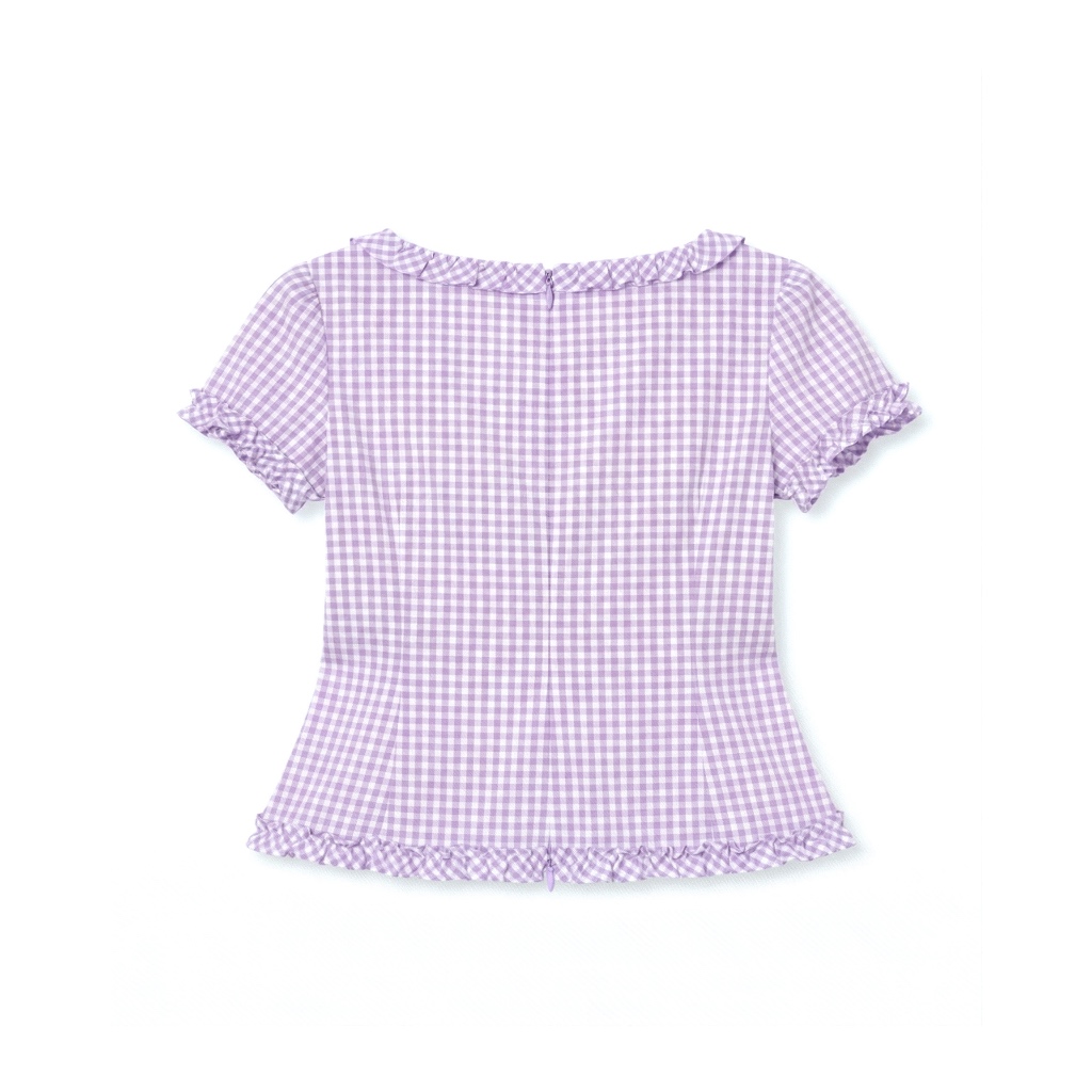 TheBlueTshirt - Áo kiểu croptop kẻ sọc caro form xoè có bèo trang trí nữ tính - Jasmine Top