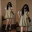 Váy bí dáng phồng Hari chất vải linen họa tiết Bi , Hoa nhí xinh xắn vintage Floral Bubble Dress Dành cho nữ