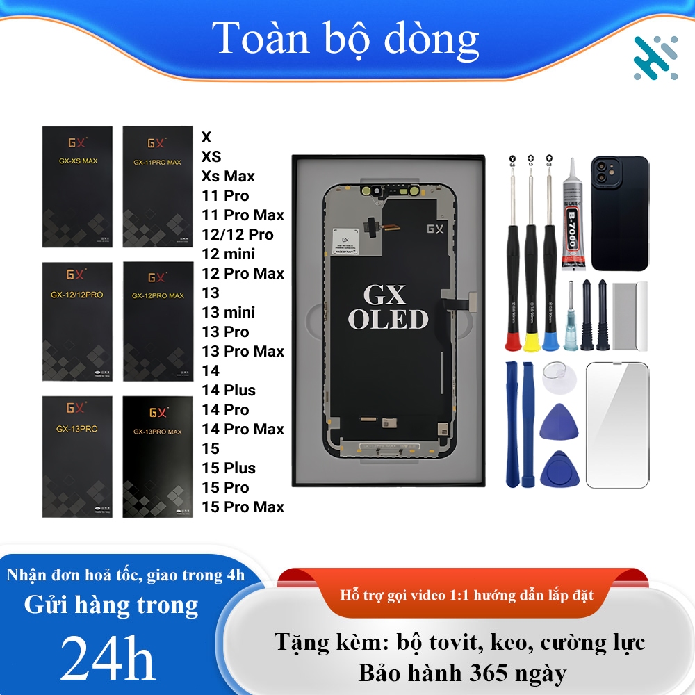 Màn hình GX OLED chính hãng tương thích IP X/XS/Xs Max/12/12mini/13/ 13/mini/14/15/Pro/Plus/Pro Max