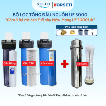 Bộ Lọc Tổng Đầu Nguồn – 3 Cốc Lọc Thô + Lõi UF 3000L/H – Lọc Nước Sinh Hoạt Gia Đình, Xử lý nước đầu nguồn