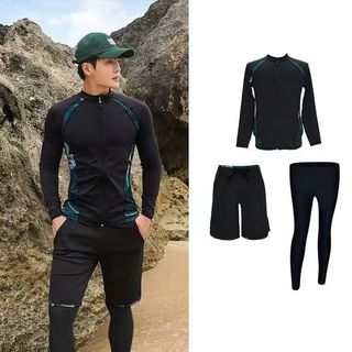 Đồ bơi nam tay dài chống nắng set bơi nam 3 món áo quần legging co giãn tốt đi biển bơi hồ chống UV