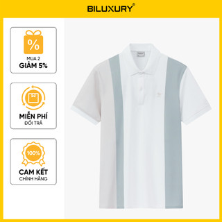 [T7_SALE 20%_HT] Áo Polo Nam Trắng 1APCT671TRK Biluxury Thiết Kế Đường Kẻ Sọc Cao Cấp Kháng Khuẩn Bền Màu
