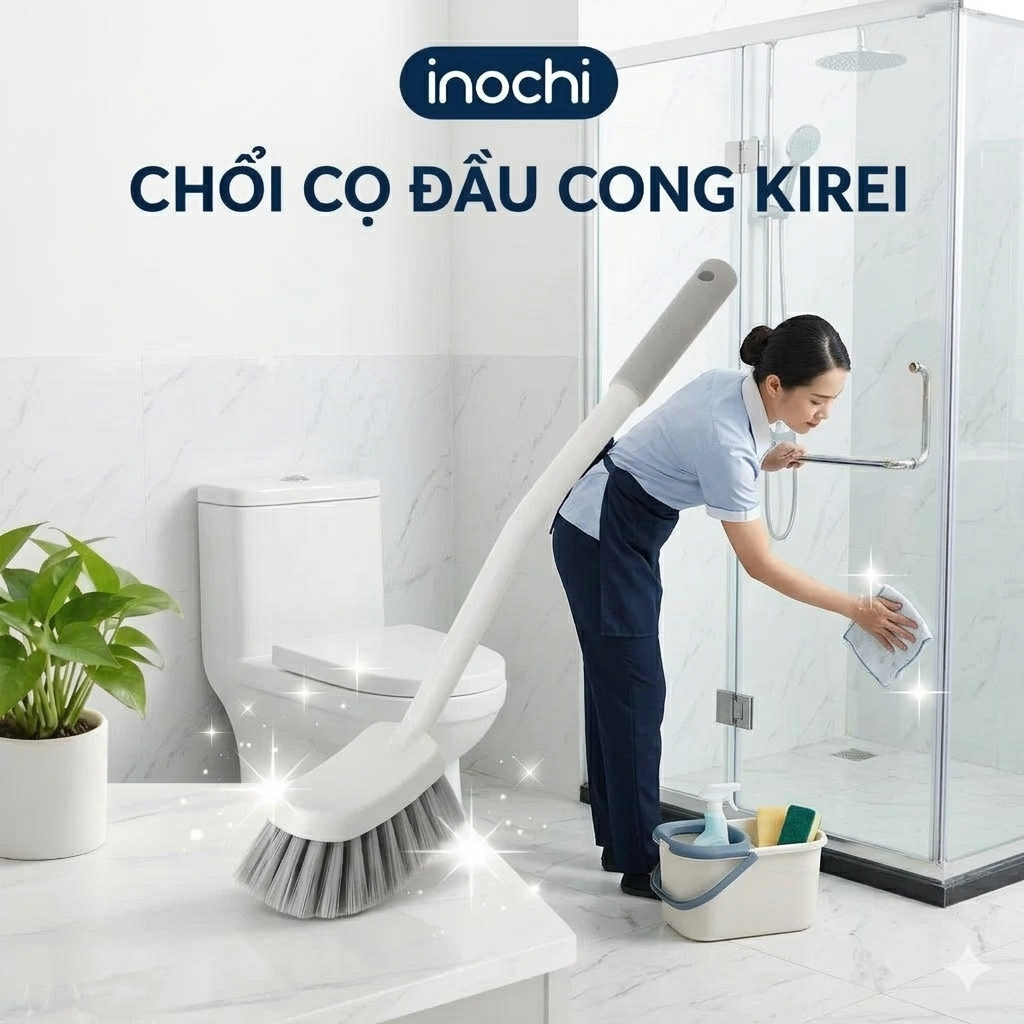 CHỔI CỌ TOILET ĐẦU CONG KIRE, Tay cầm rất dễ điều khiển và cầm nắm | BigBuy360 - bigbuy360.vn