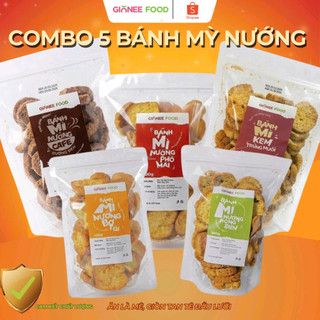 Combo 5 Gói Bánh Mì Sấy Giòn Mix 5 Vị GIONEE FOOD | Set Ăn Vặt Full Vị Siêu Cuốn (Ghi Chú Nếu Muốn Chọn Vị Theo Yêu Cầu)