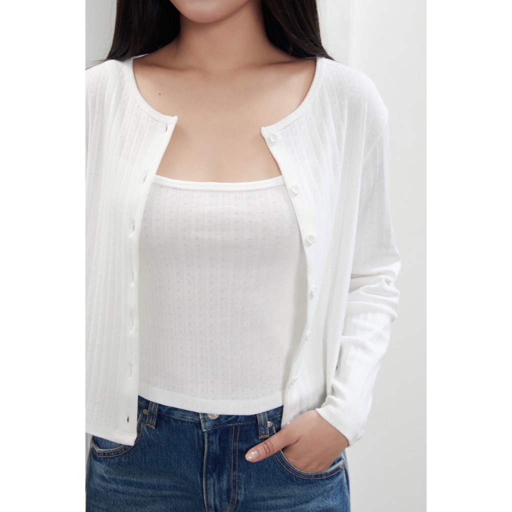 TheBlueTshirt - Áo 2 dây nữ 100% Cotton Pointelle chất liệu vải em bé - Baby Pointelle Tank - Women